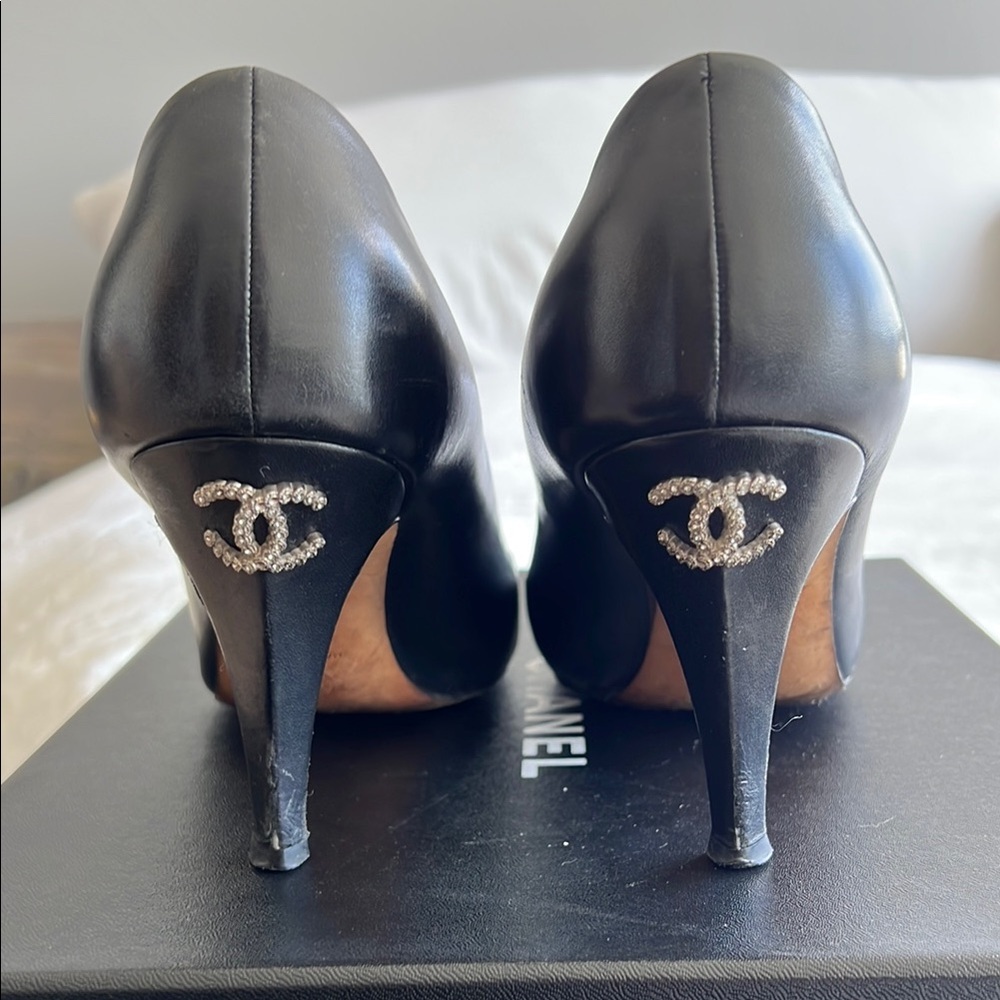 Chanel Black Leather Heels